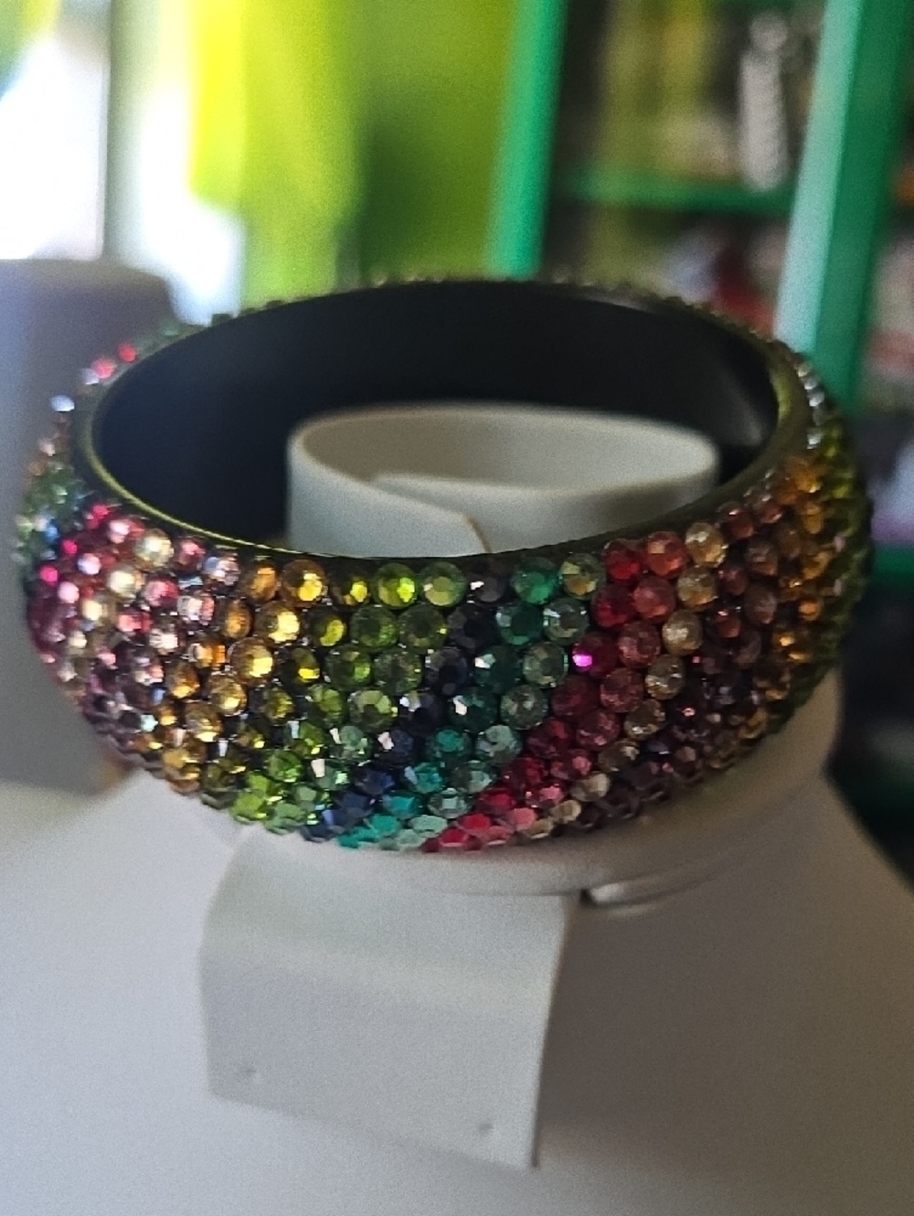 Rhinestone Multicolor Statement Bangle - Picture 3 of 5